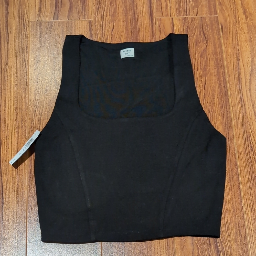 Sunday Best Black Fitted Crop Tank Top (Jagger)